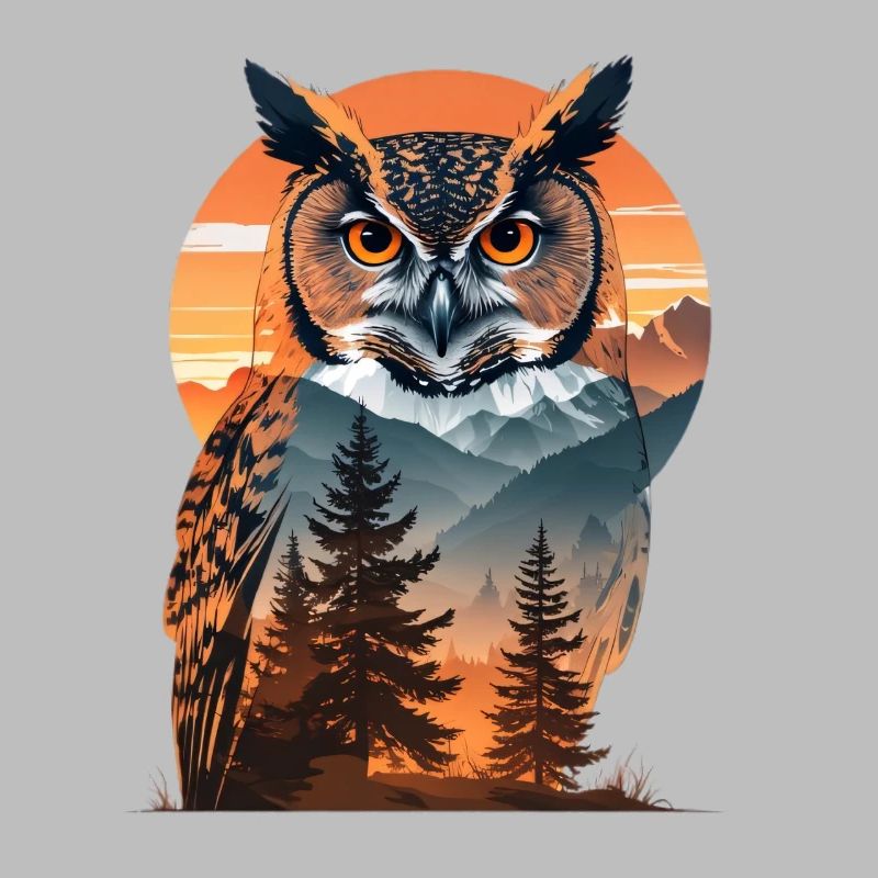 Weise Eule im Abendlicht