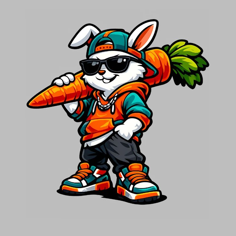 Funny Easter Bunny with Carrot Rabbit