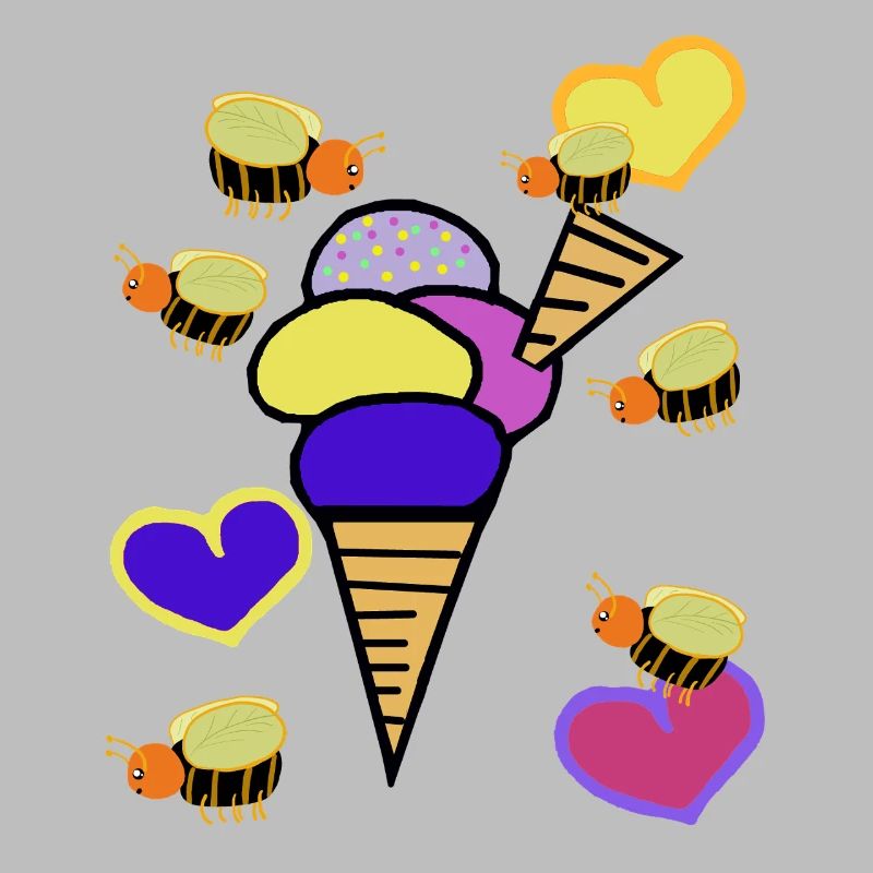 Retro Eis Eiskrem Eiscreme Bienen