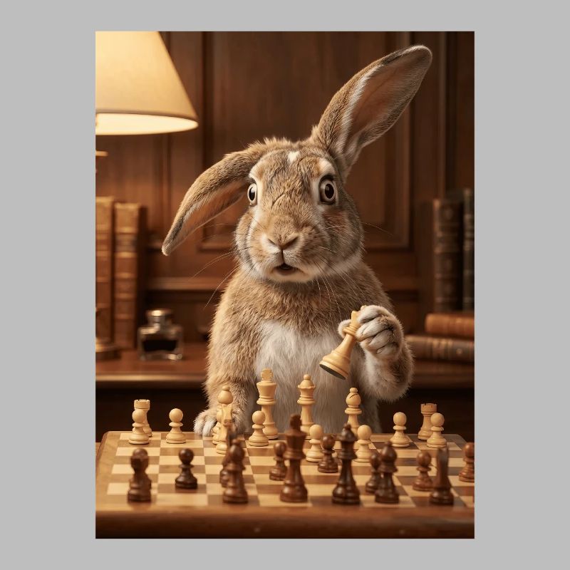Rabbit playing chess