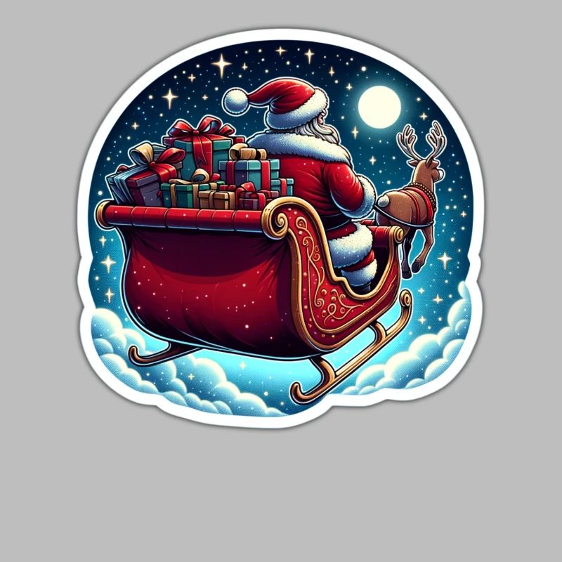 Weihnachtsmann im Schlitten mit einem Sack voller Geschenke