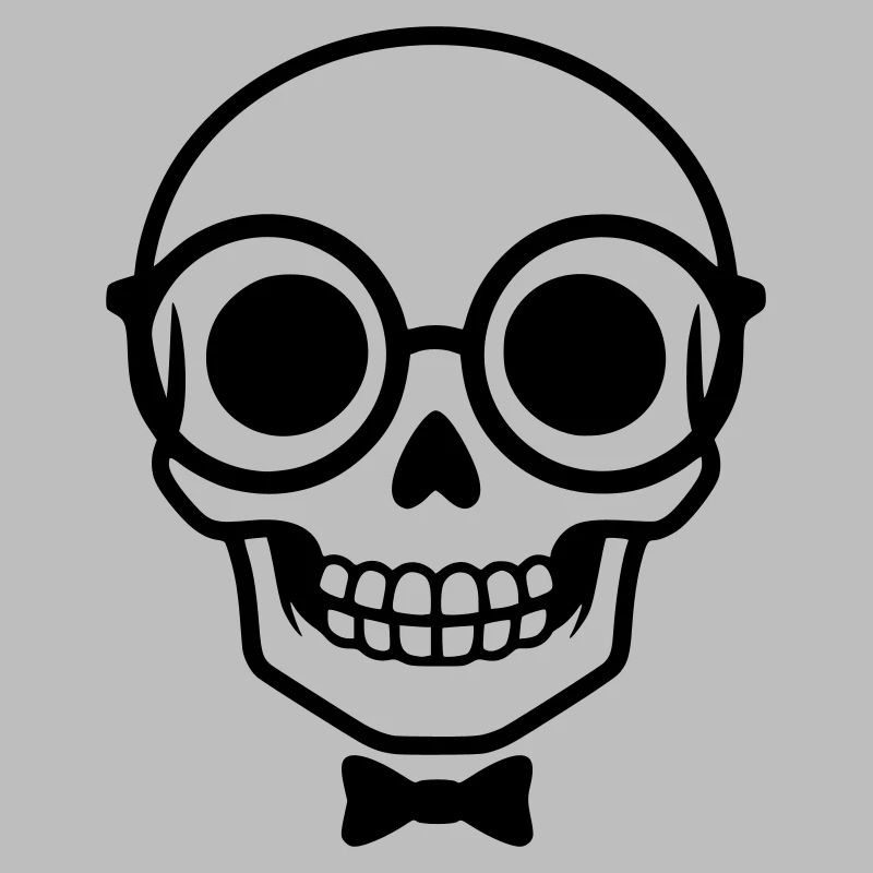 Nerd skull with glasses & bow tie