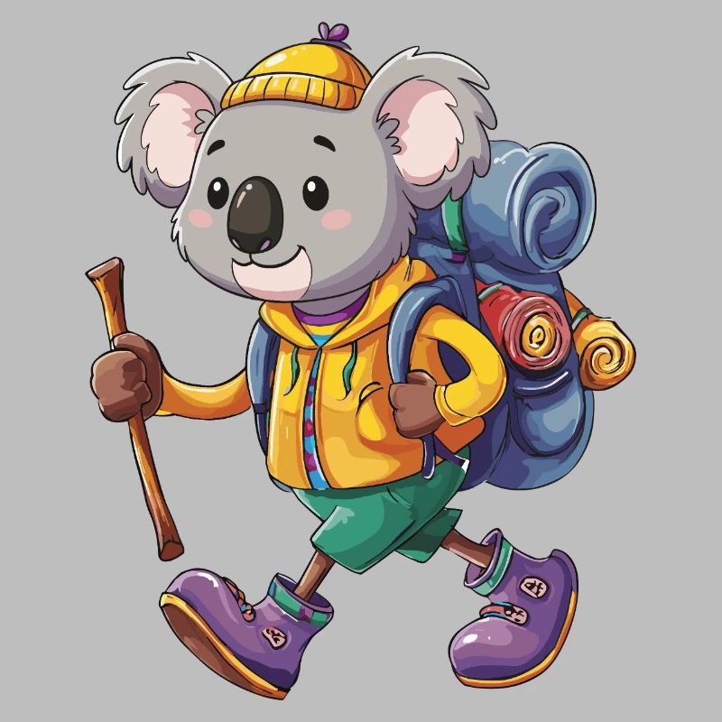 Cute Koala Hiking Camping Adventure Backpacker