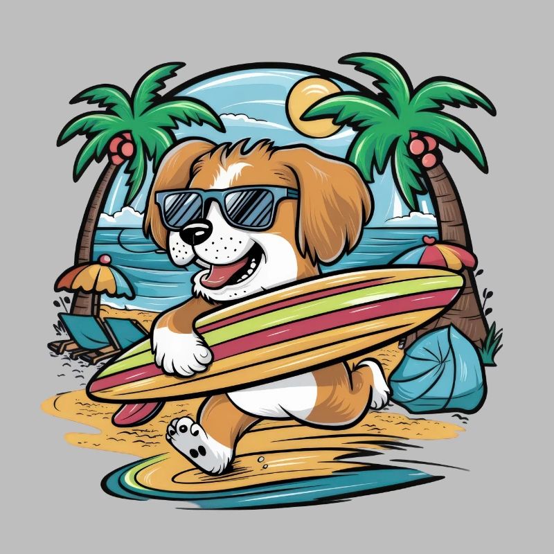Dessin animé mignon de Lhassa Apso dans le thème des vacances