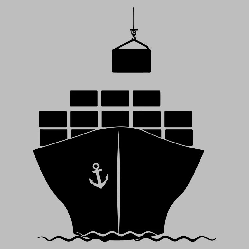 Sea container boat with crane loading