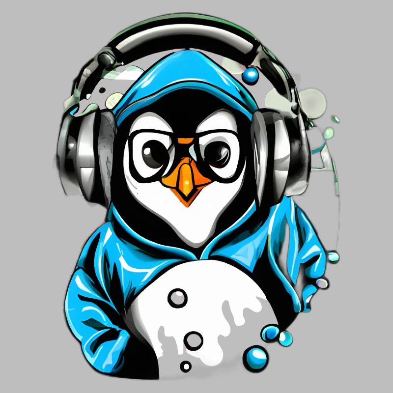 Pingouin avec pull bleu