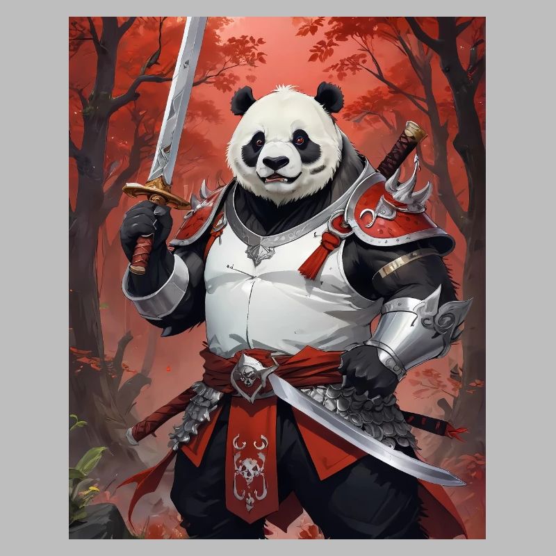 Ein monströses Ungetüm, ein Pandabär, Samurai