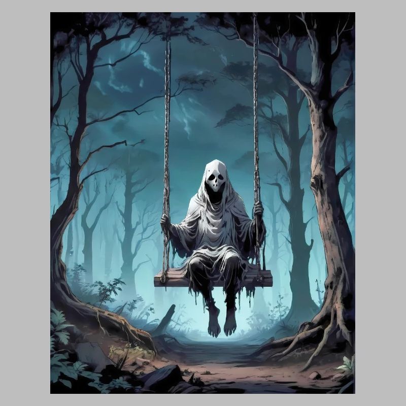 evil ghost swinging in a dark forest monster dark