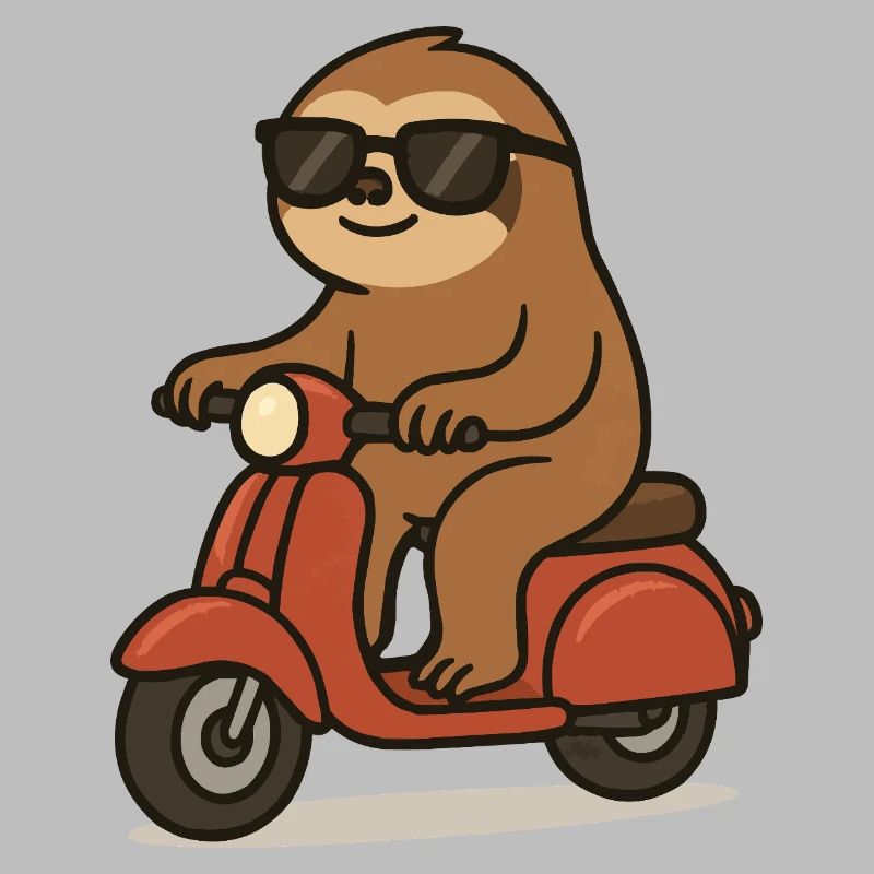 Sloth Comic Moped