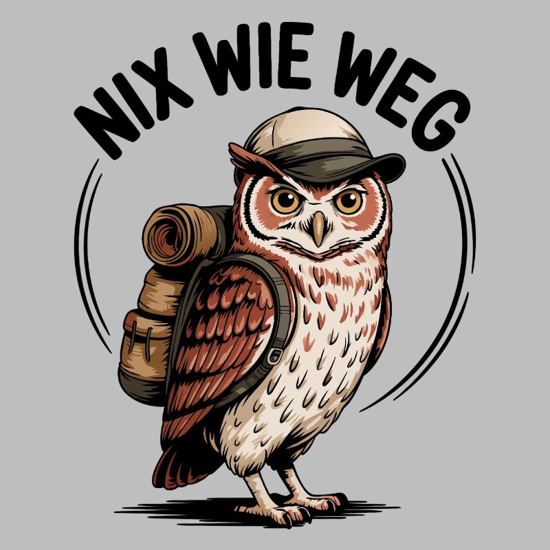 Wandernde Eule mit Rucksack