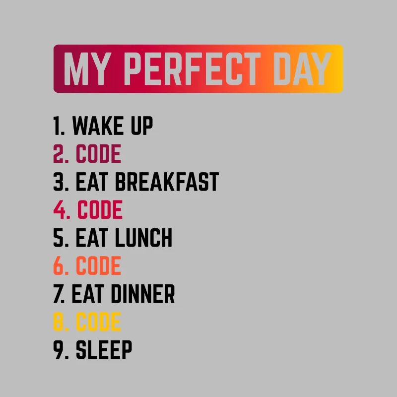 My Perfect Day Wake Up Code Software Developer Pro