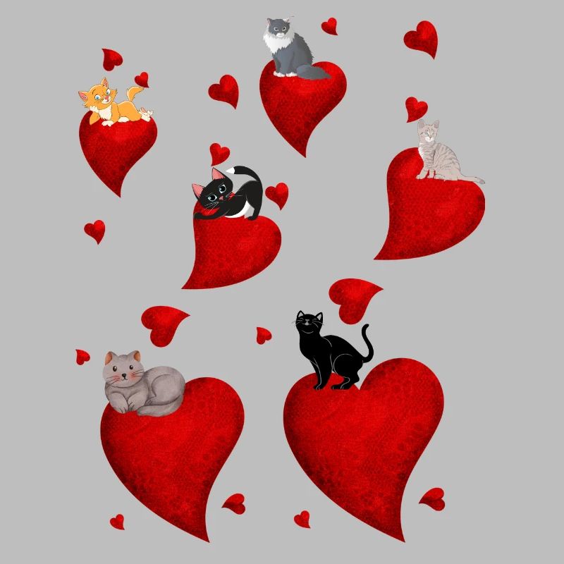 petits chats et petits coeurs