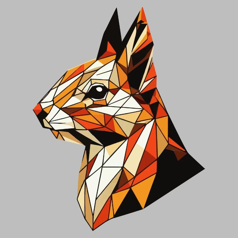 Squirrel Illustration Triangles Geometric