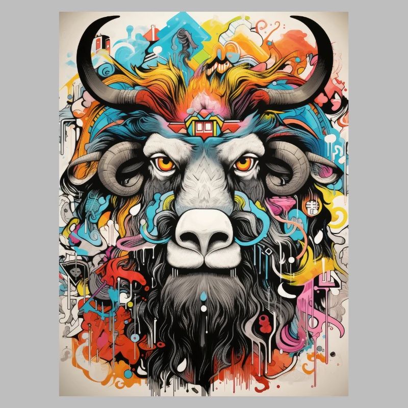 bison graffiti geometrie