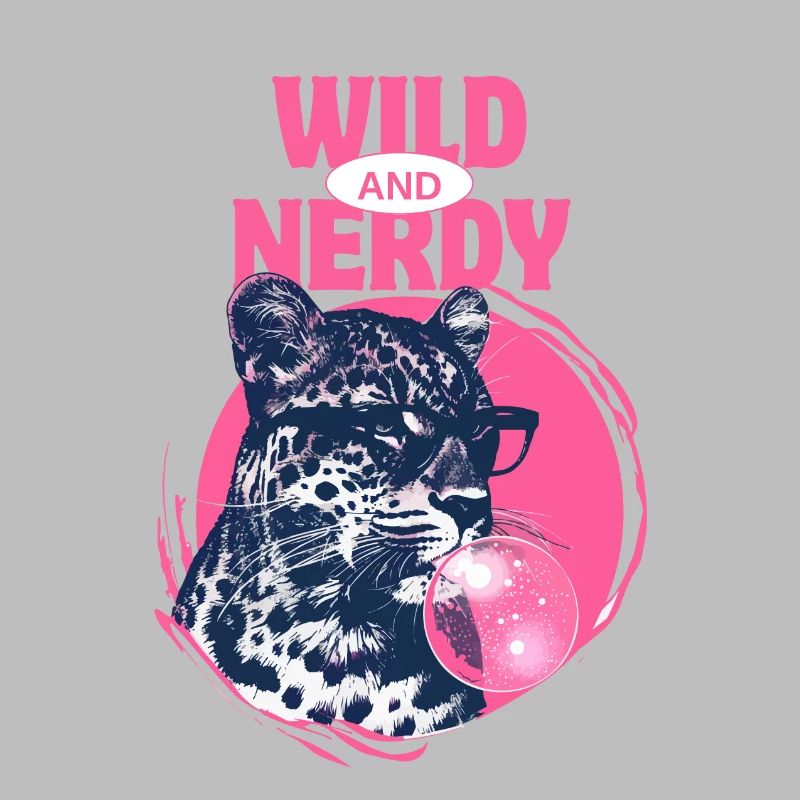 Leopard with sunglasses and pink bubblegum