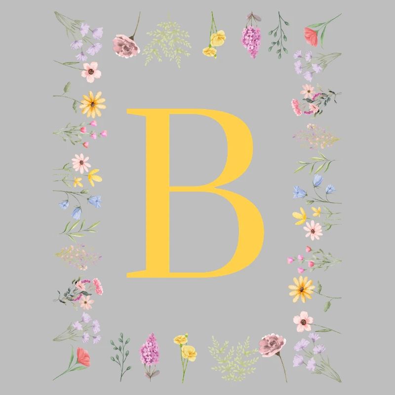Initiales florales « B », monogramme de lettres