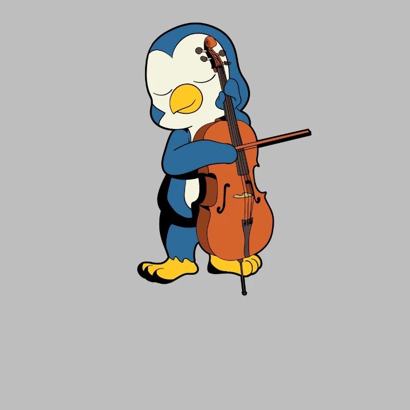 Comic Penguin joue du violoncelle