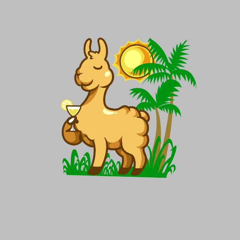 Comic Lama enjoying a cocktail