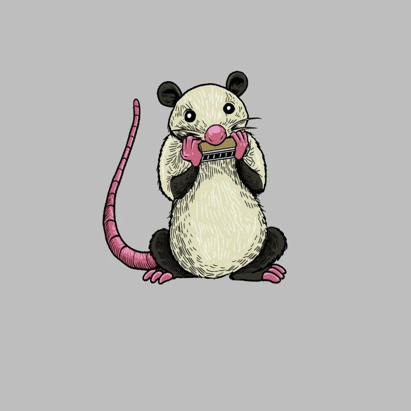 Opossum plays harmonica