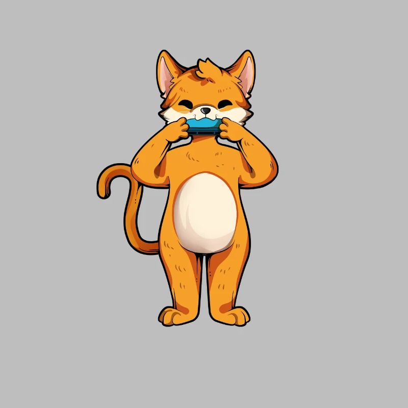Cat plays harmonica