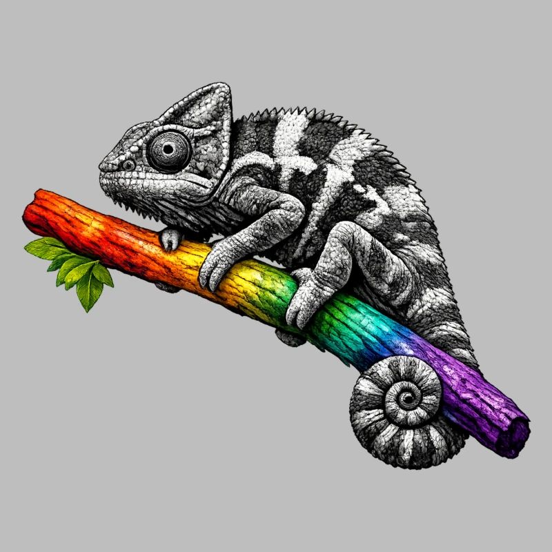 Regenbogen Chamäleon auf Ast