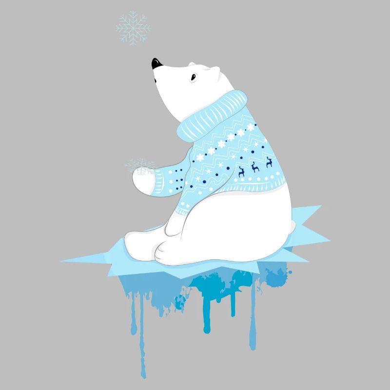 Eisbär mit Schneeflocken