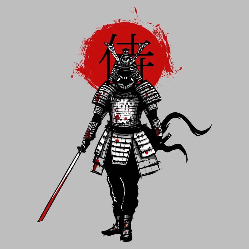 Samurai on a red background