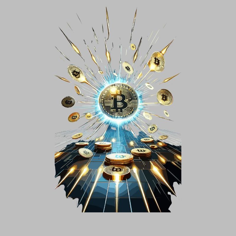 Bitcoin Explosion Digital Art Design