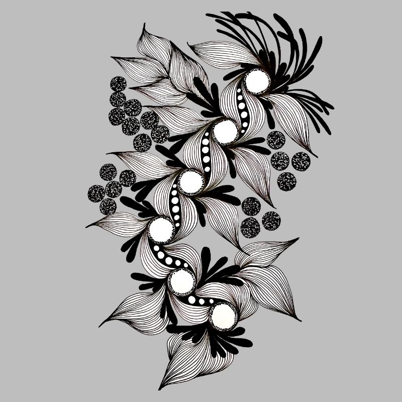 Spirale de fleurs noires et blanches