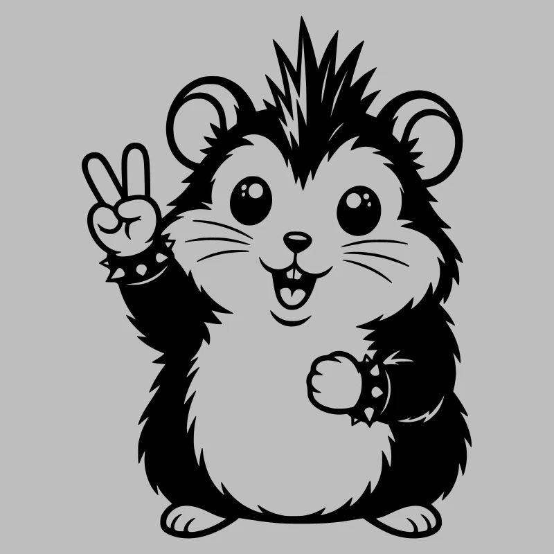 Punker Hamster mit Peace Zeichen