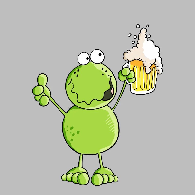 Frosch hebt ein Bier - Prost - Alkohol - Comic