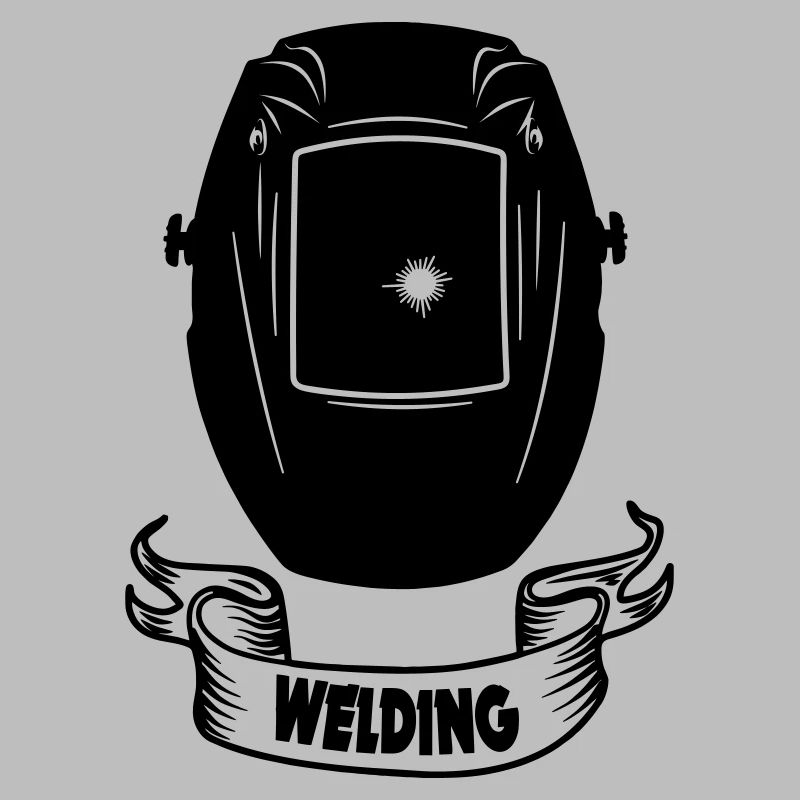 Welding helmet for welder with text banner
