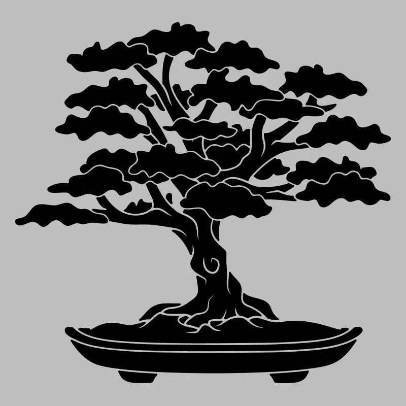 schwarzes comic baeumchen mini bonsai blaetter aes
