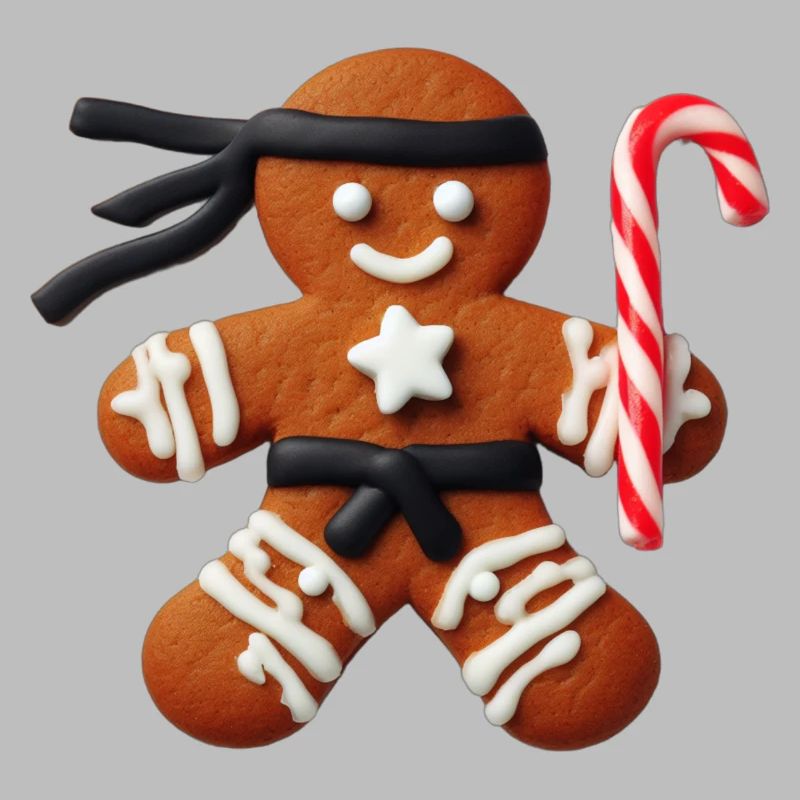 Funny Ninja Gingerbread Man Cookie Candy Cane