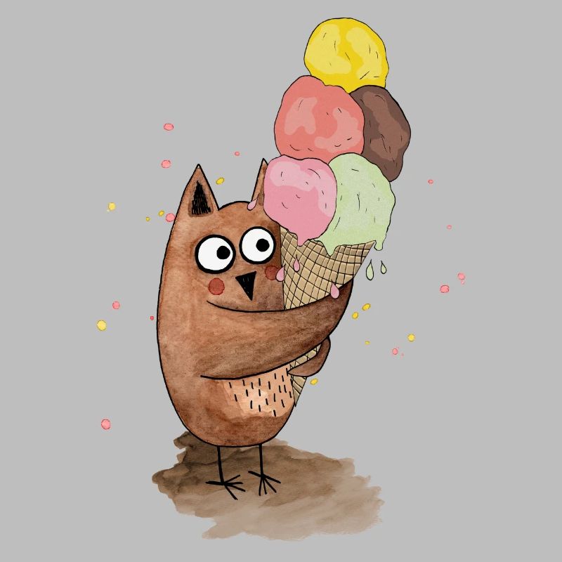 Eule mit riesigem Eis