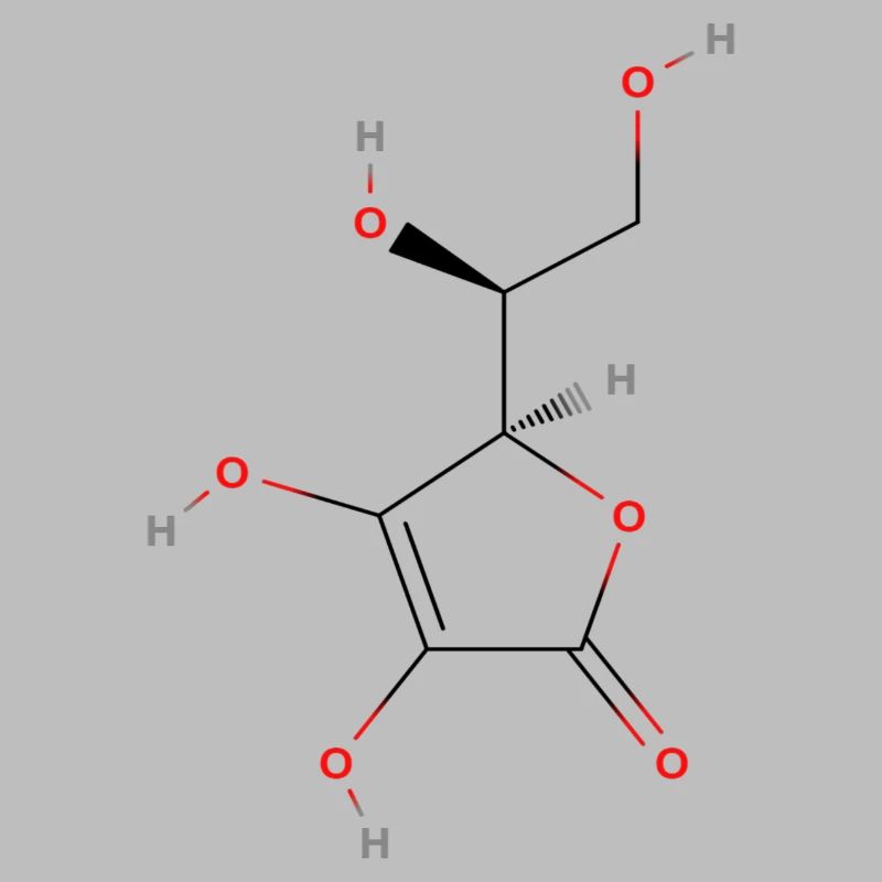 Vitamin C Molecule - Colored Structural Formula