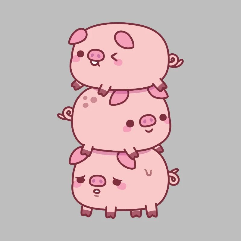 Pile mignonne de trois petits cochons drôle