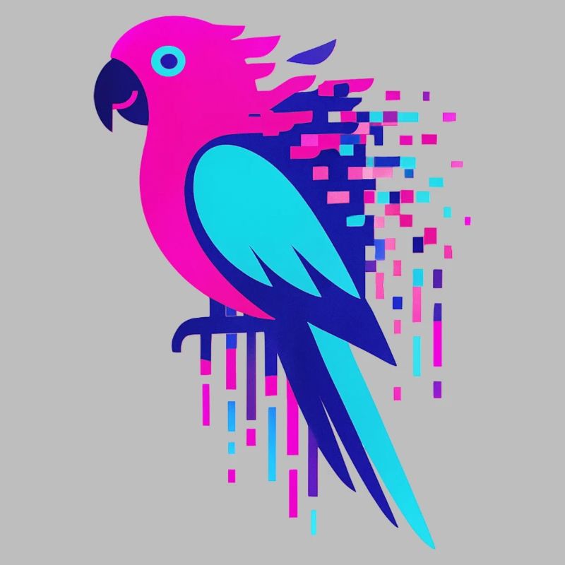 Glitch pixelated Geek parrot
