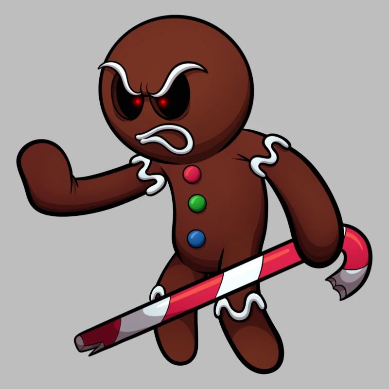 Evil Gingerbread Man Ready For Battle
