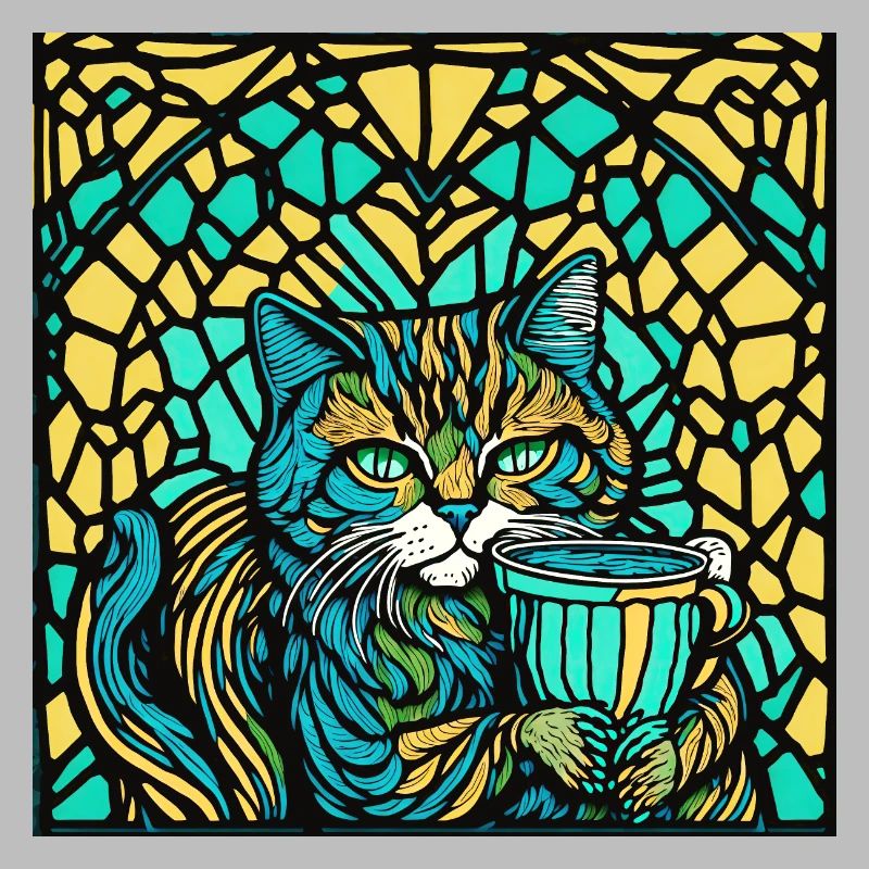 Cat with a cup