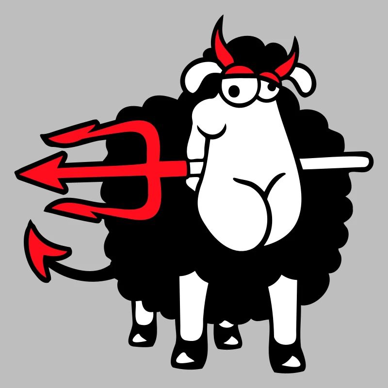 Sheep Devil Satan Hell Evil Trident Horns Cool