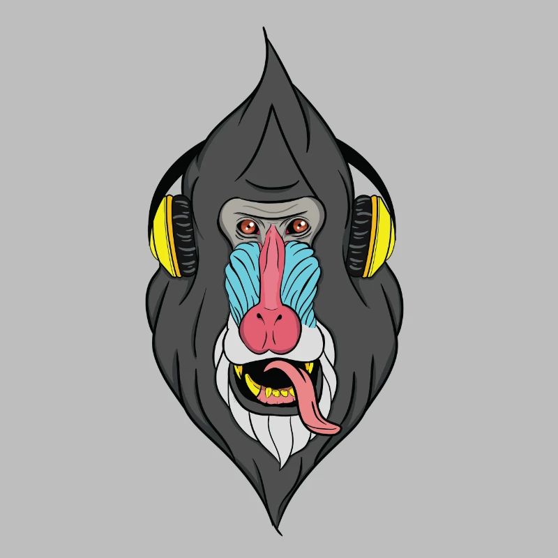 Affe mit Kopfhörer - Techno Affe