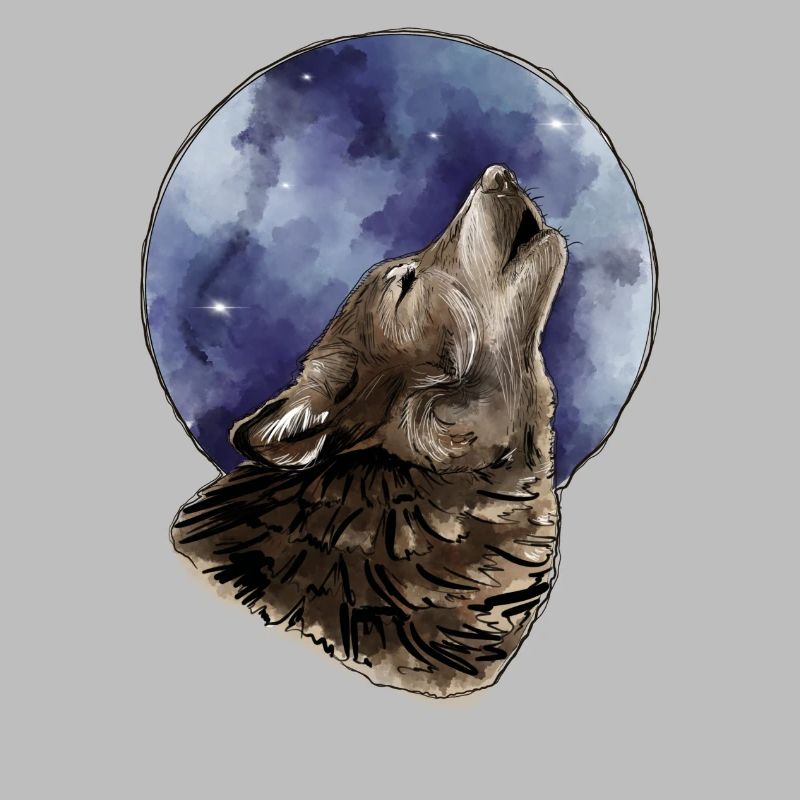 Wolf And Moon