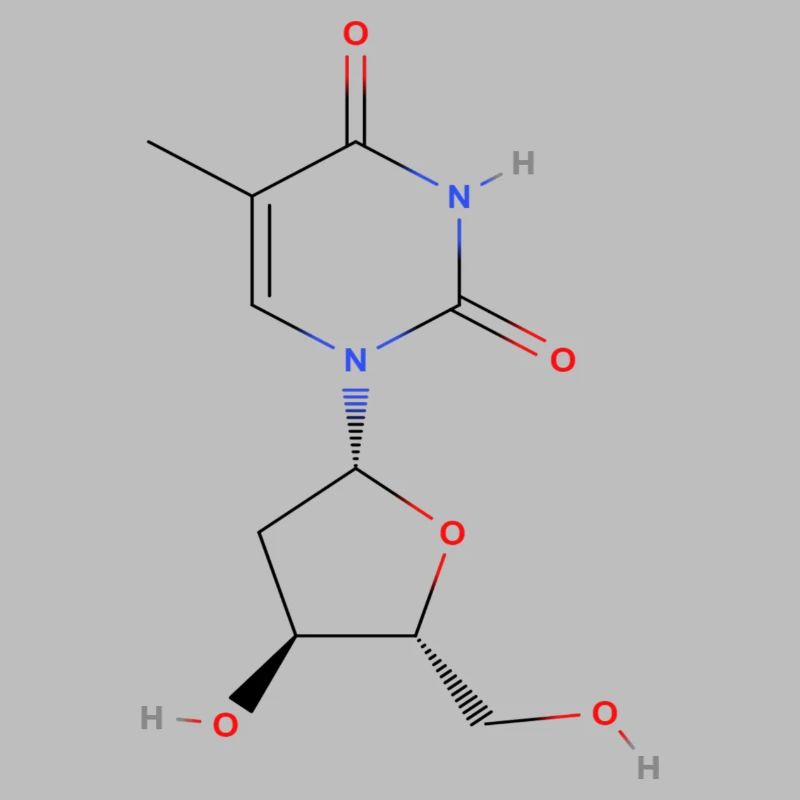 Molécule de thymidine - Formule structurale colorée