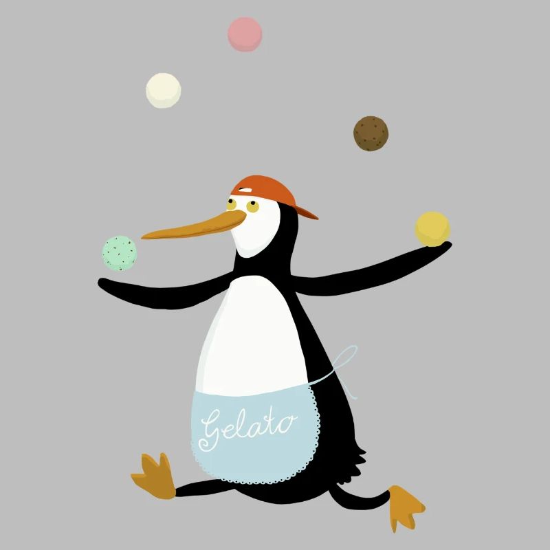 Pinguin jongliert Eis
