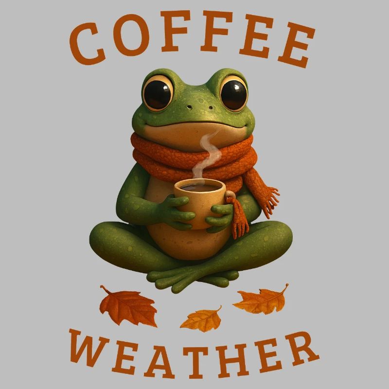 Herbstfrosch Frosch mit Kaffee Herbst Geschenkidee