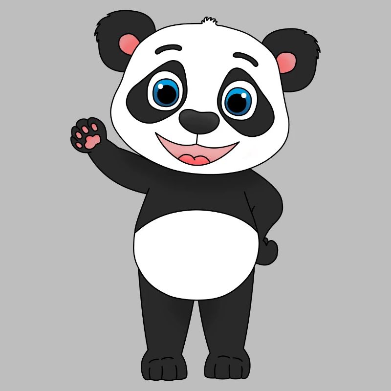 "Hi everyone!" Süß winkender Comic Panda