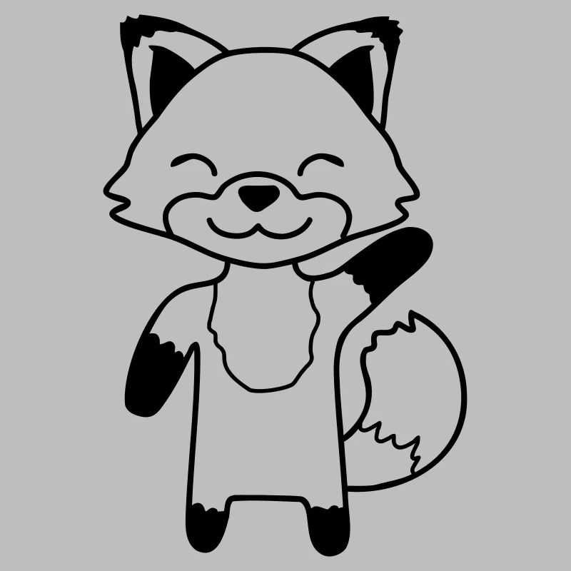 Fox waving friendly hand hello greeting cute