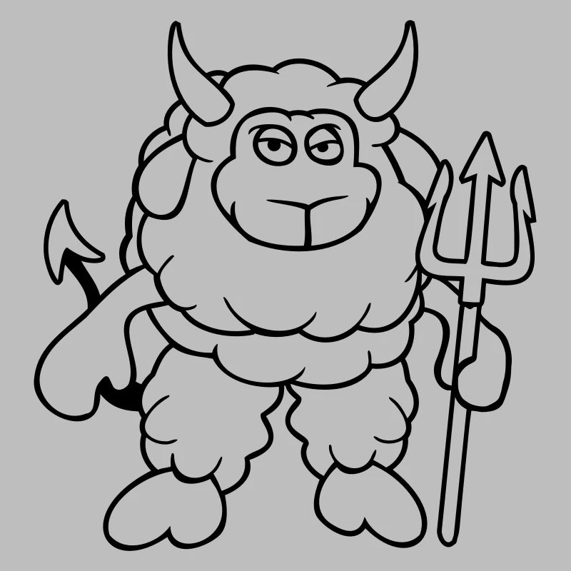Sheep Devil Satan Hell Evil Trident Horns Cool