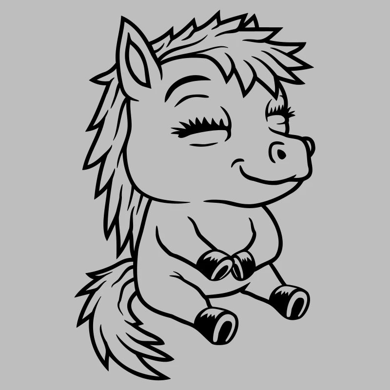 Comic petit poney assis